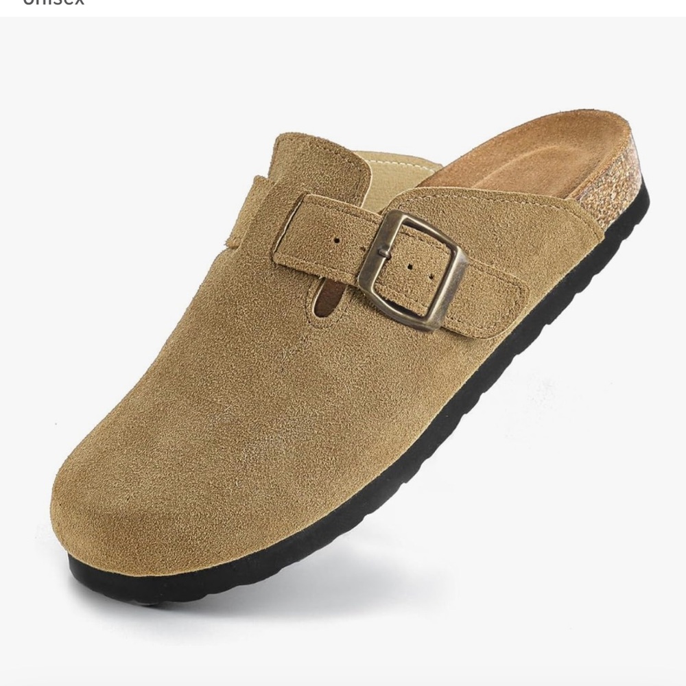 🤎 Suede Clogs with Adjustable Buckle Sz 7 NEW